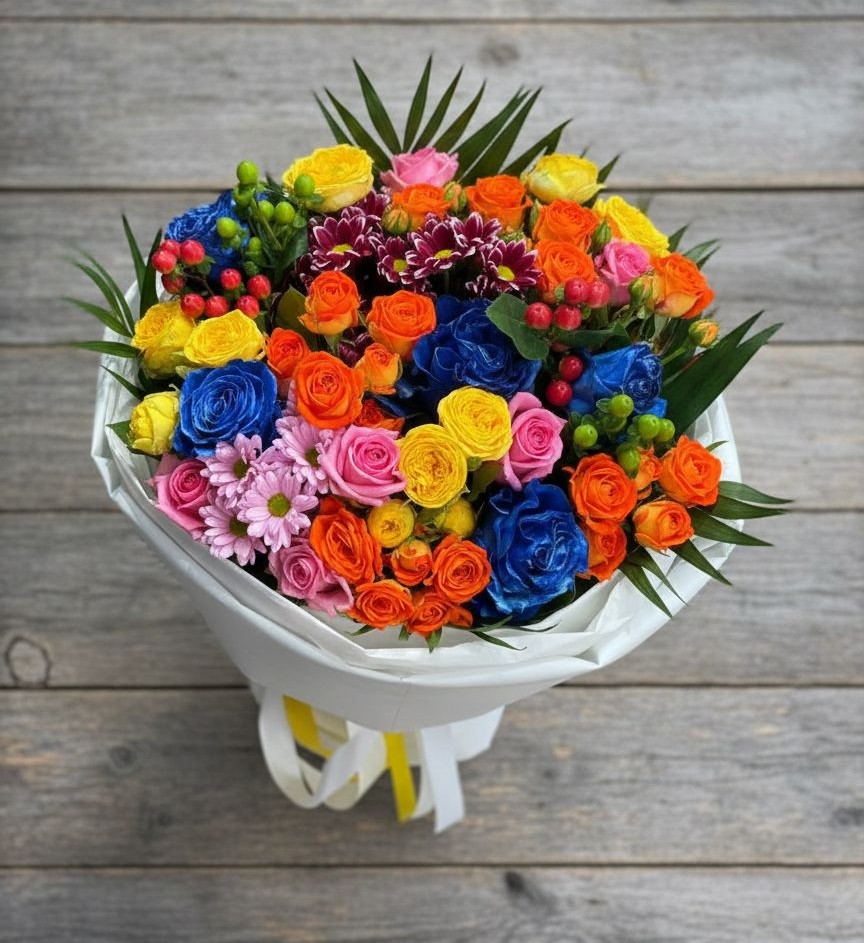 Букет цветов из: Розы и Хризантемы в Обушково