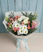 Букет цветов из:  Розы, Лизиантусы и Хризантемы в Обушково