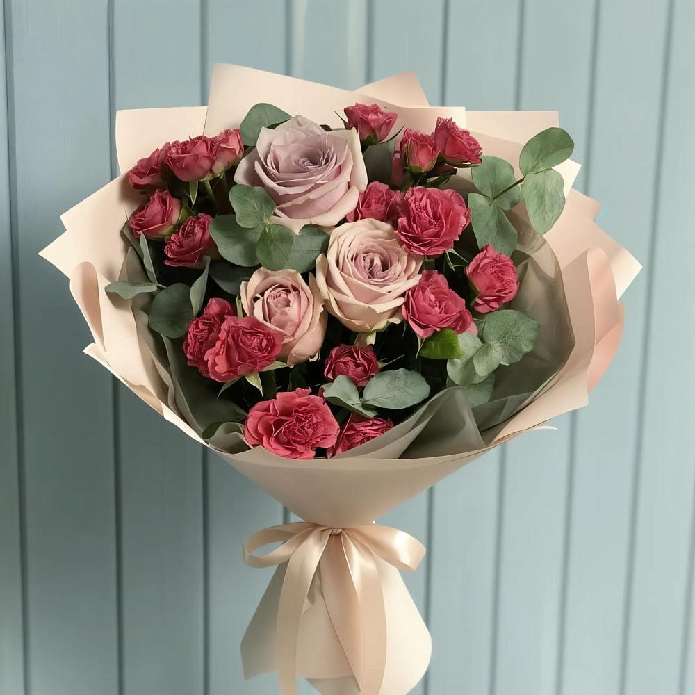 Букет цветов из: Гвоздики и Розы в Обушково