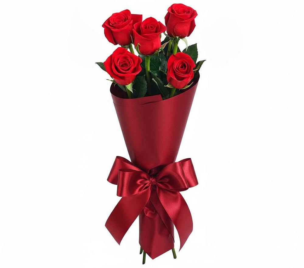 Букет 5 Красных роз Эдлесс Лав в Обушково