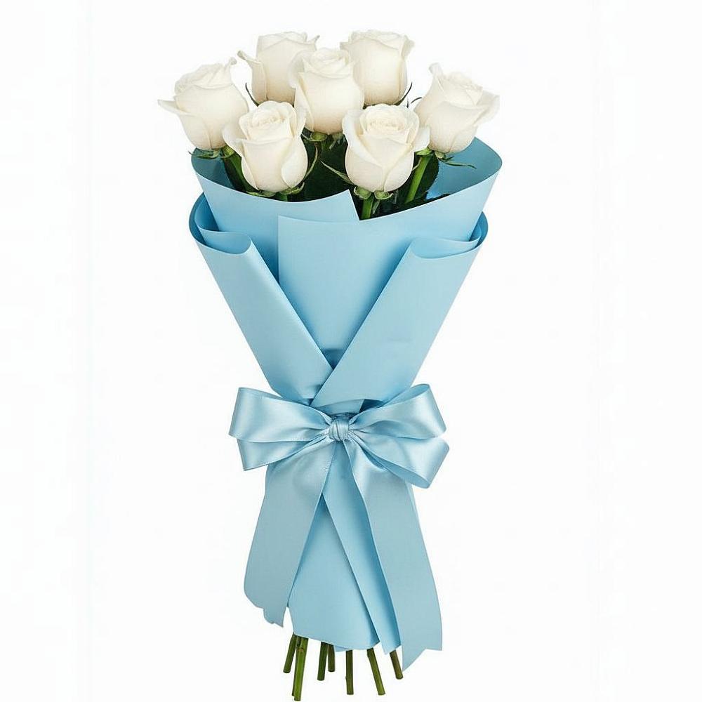 Букет 7 белых роз Проуд в Обушково