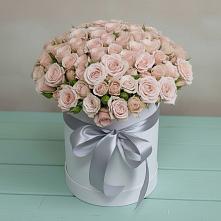 Цветочная композиция из Розы в шляпной коробке в Обушково