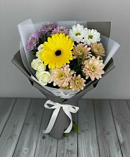 Букет цветов из:  Розы, Герберы и Хризантемы #REPLACE_PRED# Обушково