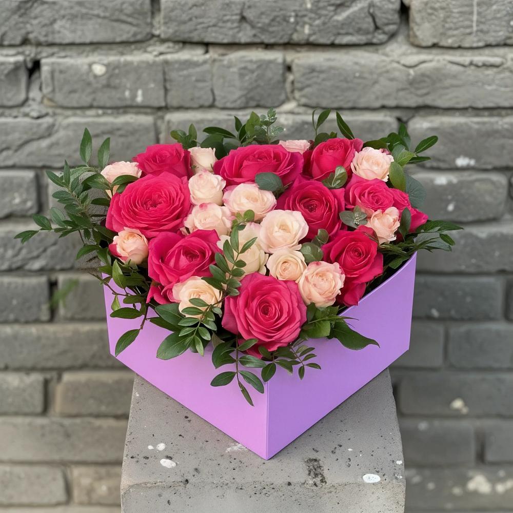 Цветочная композиция из Розы в коробке в Обушково