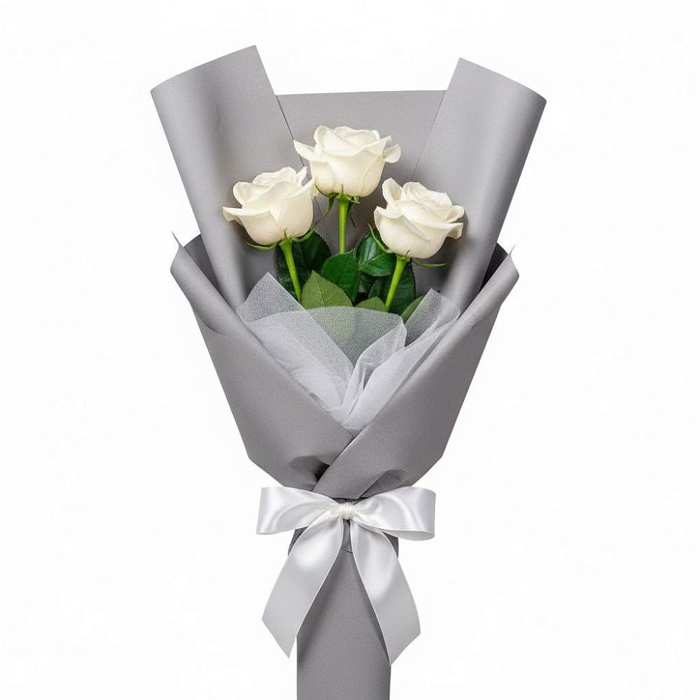 Букет 3 белые розы в Обушково