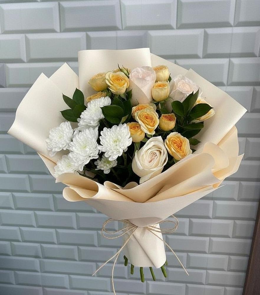Букет цветов из: Розы и Хризантемы в Обушково