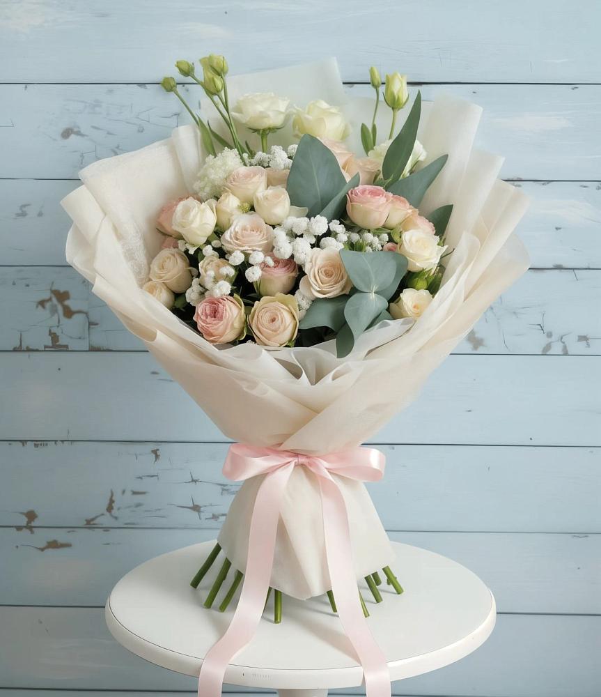 Букет цветов из: Розы и Лизиантусы в Обушково