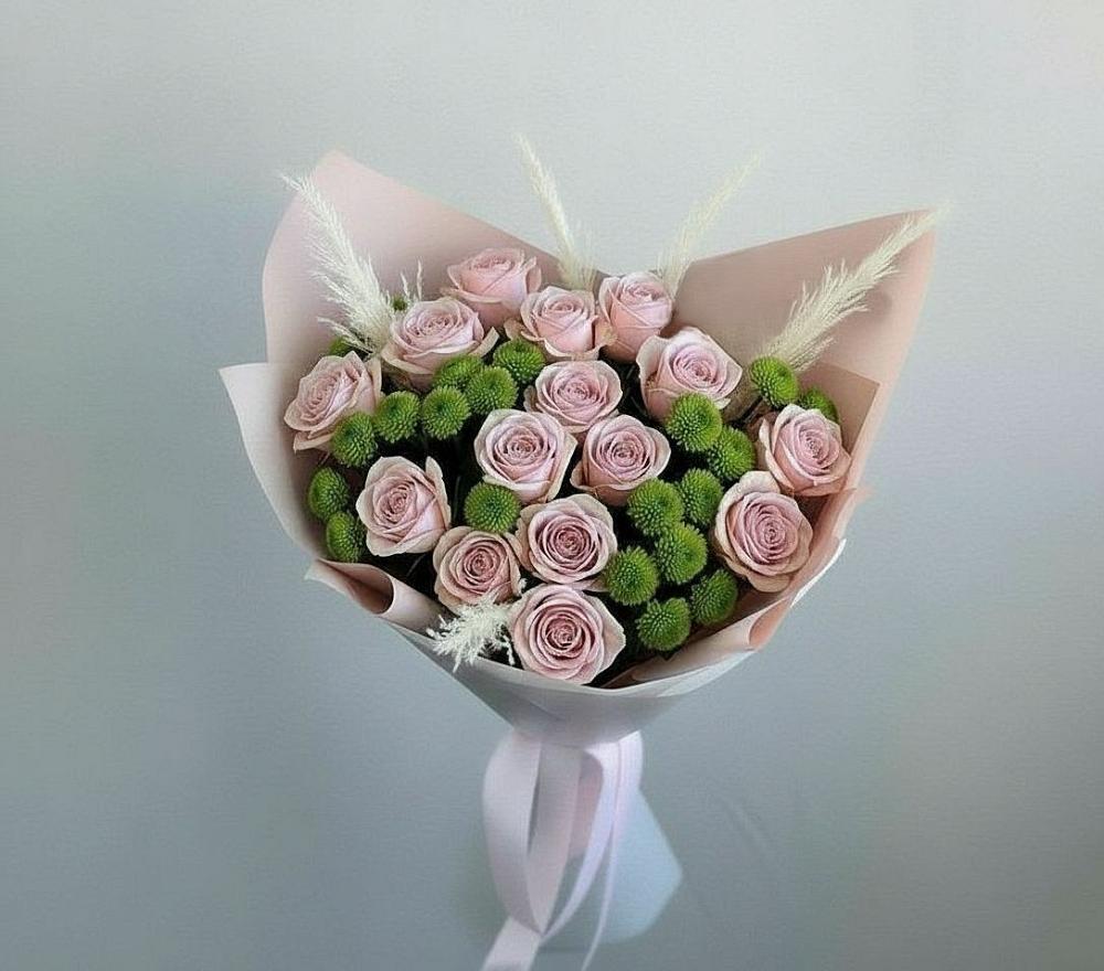 Букет цветов из: Розы и Хризантемы в Обушково