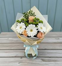 Букет цветов из:  Герберы, Розы и Хризантемы в Обушково