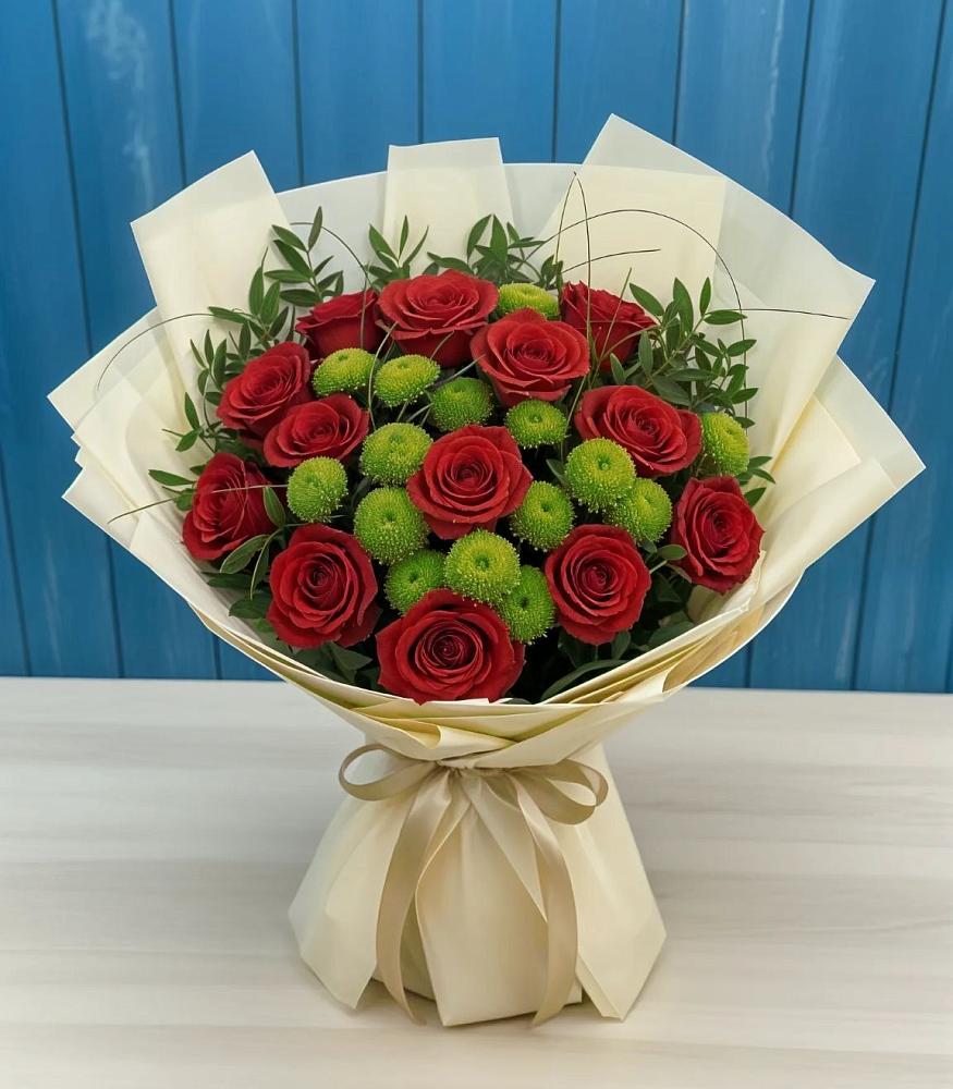 Букет цветов из: Розы и Хризантемы в Обушково