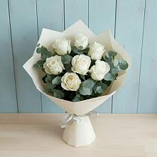 Букет Белые розы в Эвкалипте #REPLACE_PRED# Обушково