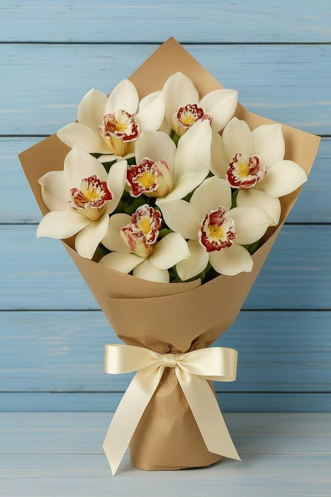 Букет цветов из: Орхидеи и Розы в Обушково